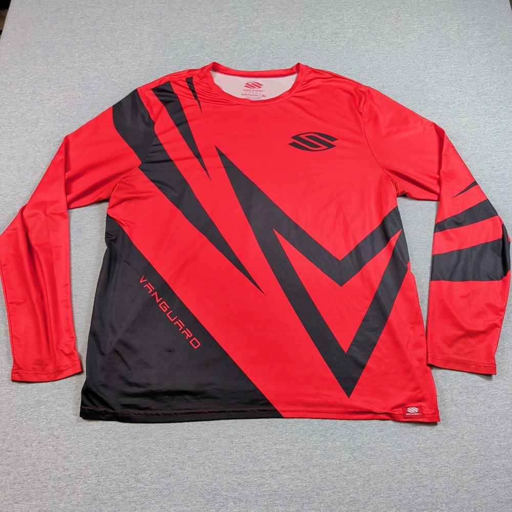 Selkirk Sport Vanguard Performance Tee Mens XL Red Black Long Sleeve Pickleball